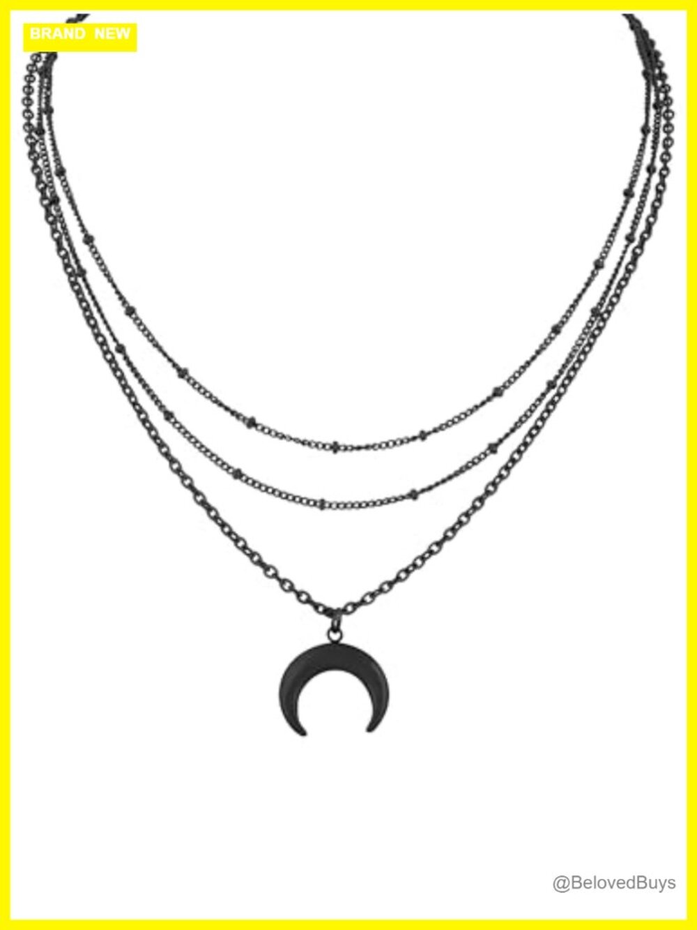 Layered Crescent Moon Choker Necklace Stainless Steel Goth Jewelry